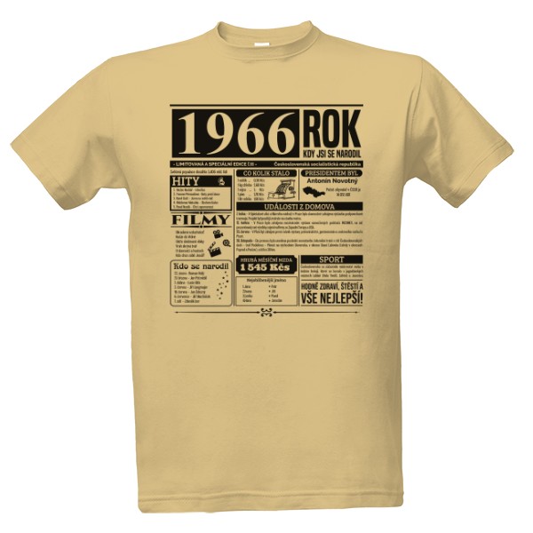 Tričko s potiskem Narozeninové noviny 1966
